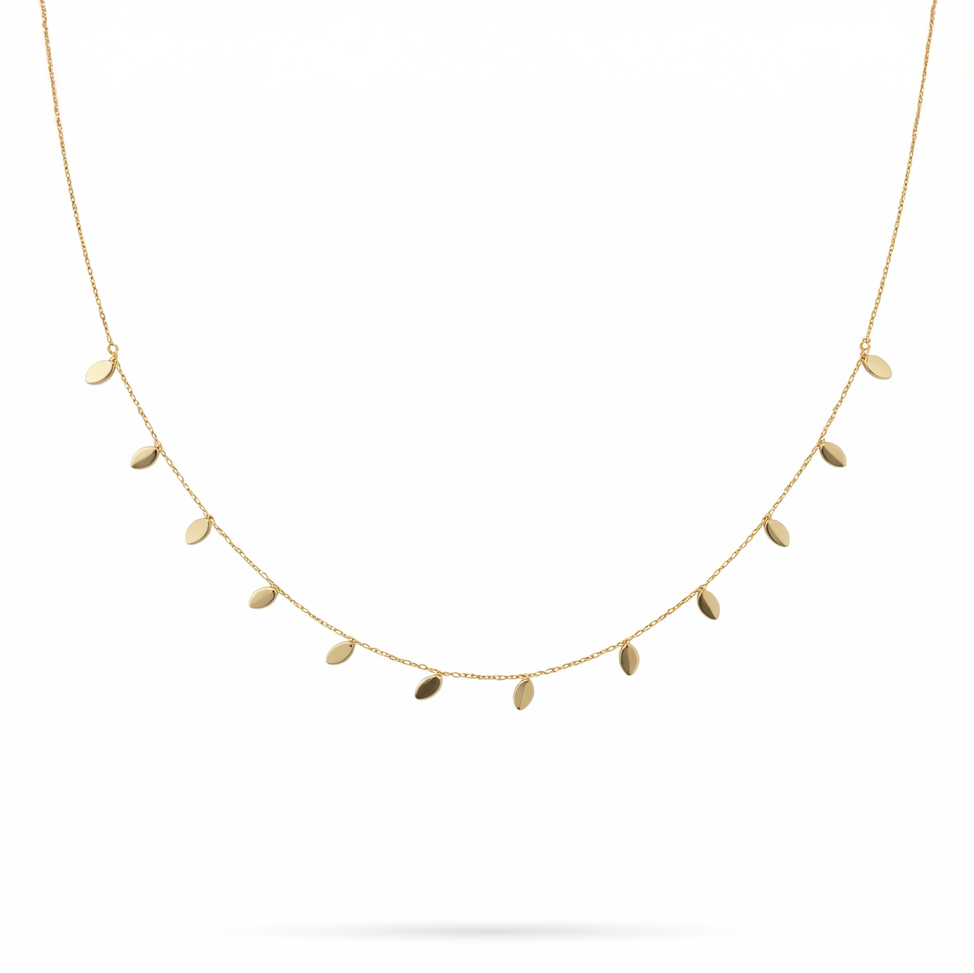 Minimal Gold Leaf Drop Necklace