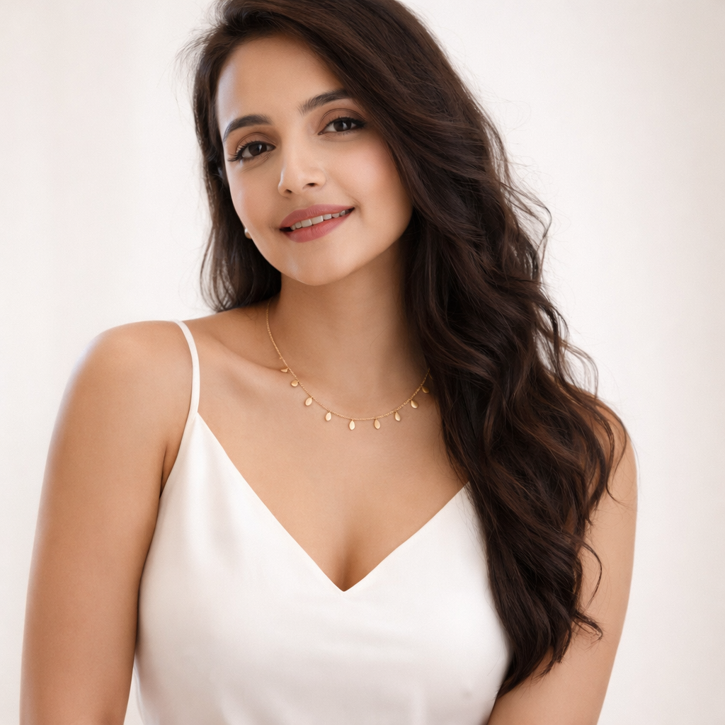 Minimal Gold Leaf Drop Necklace