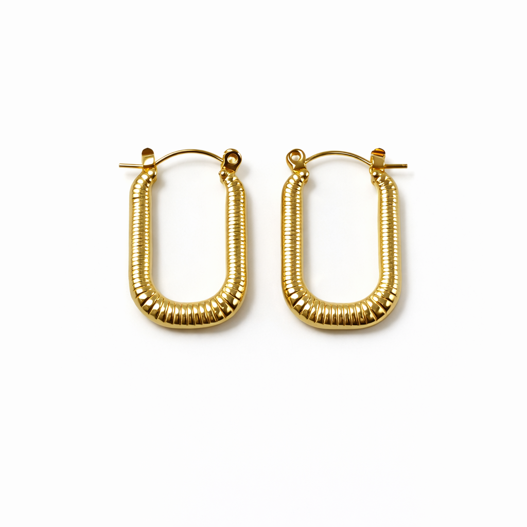 Textured U-Shape Hoop Earrings
