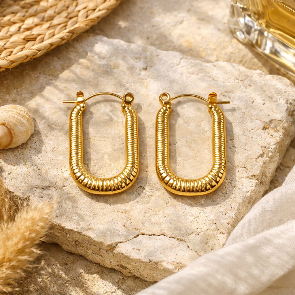 Textured U-Shape Hoop Earrings