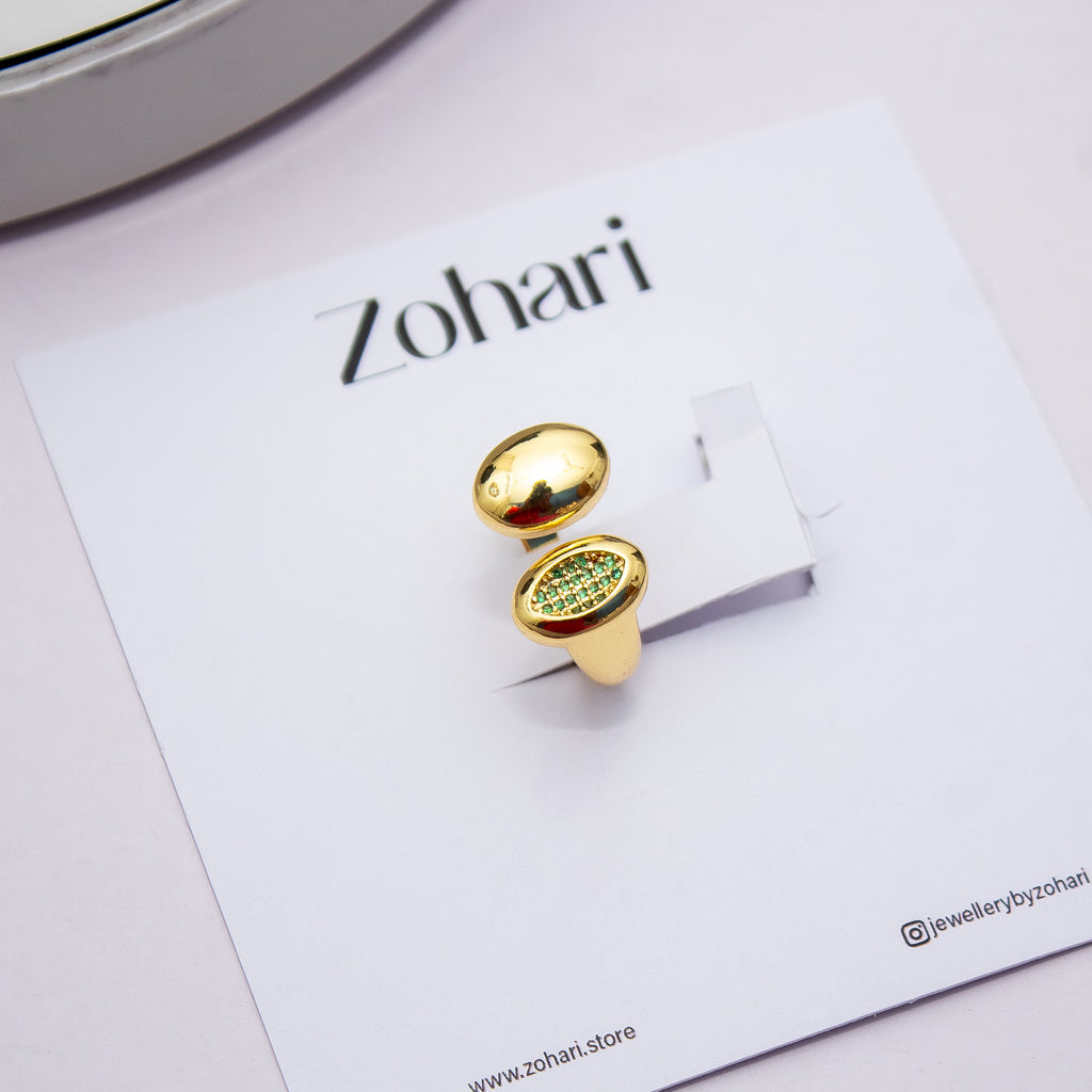 Dual Charm Oval Statement Ring