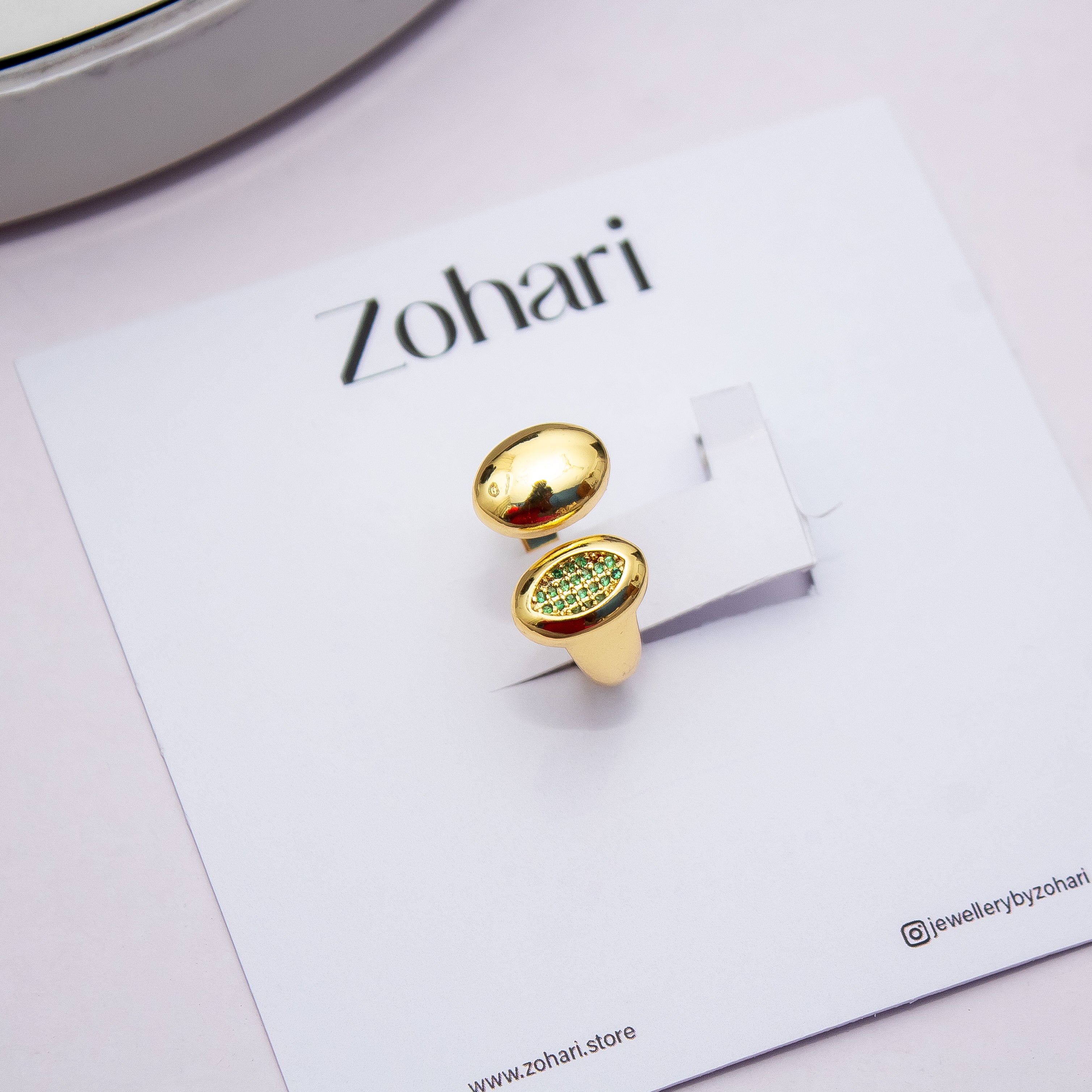 Dual Charm Oval Statement Ring