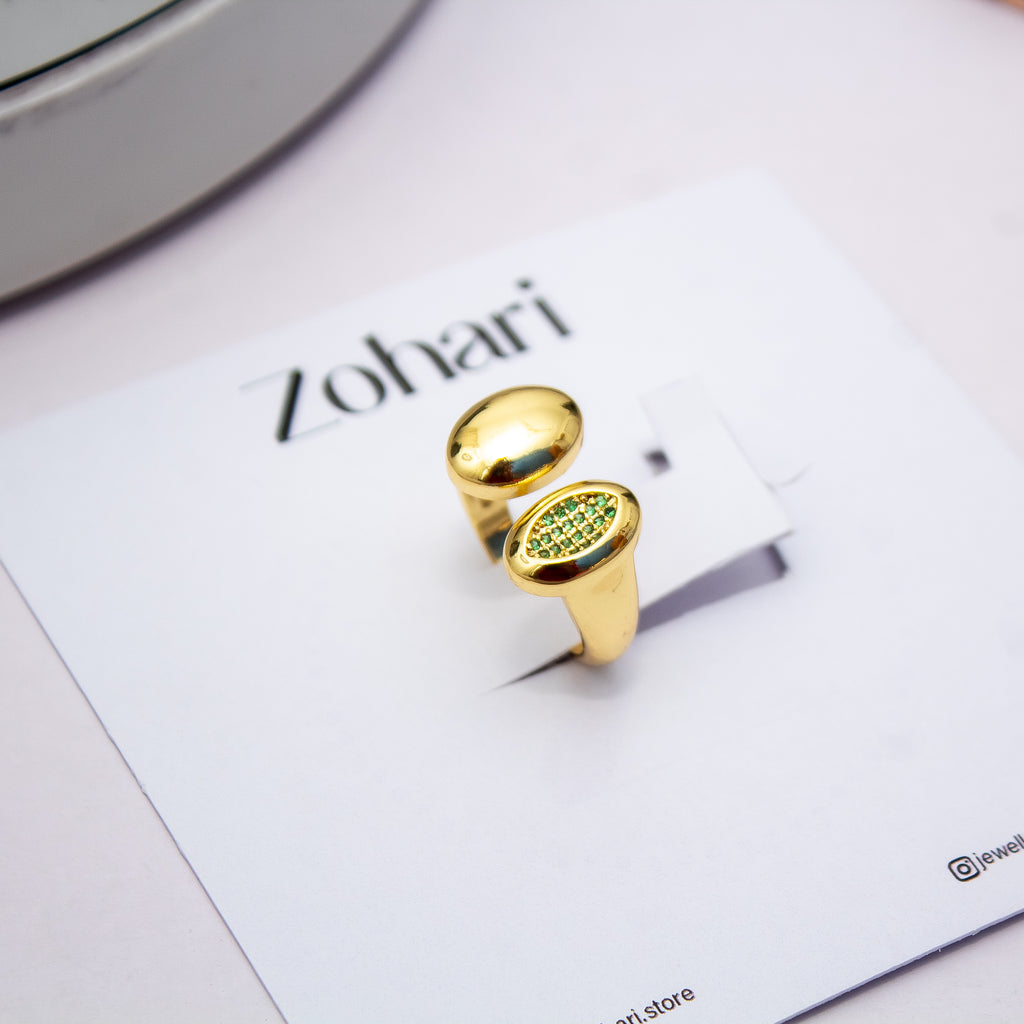 Dual Charm Oval Statement Ring