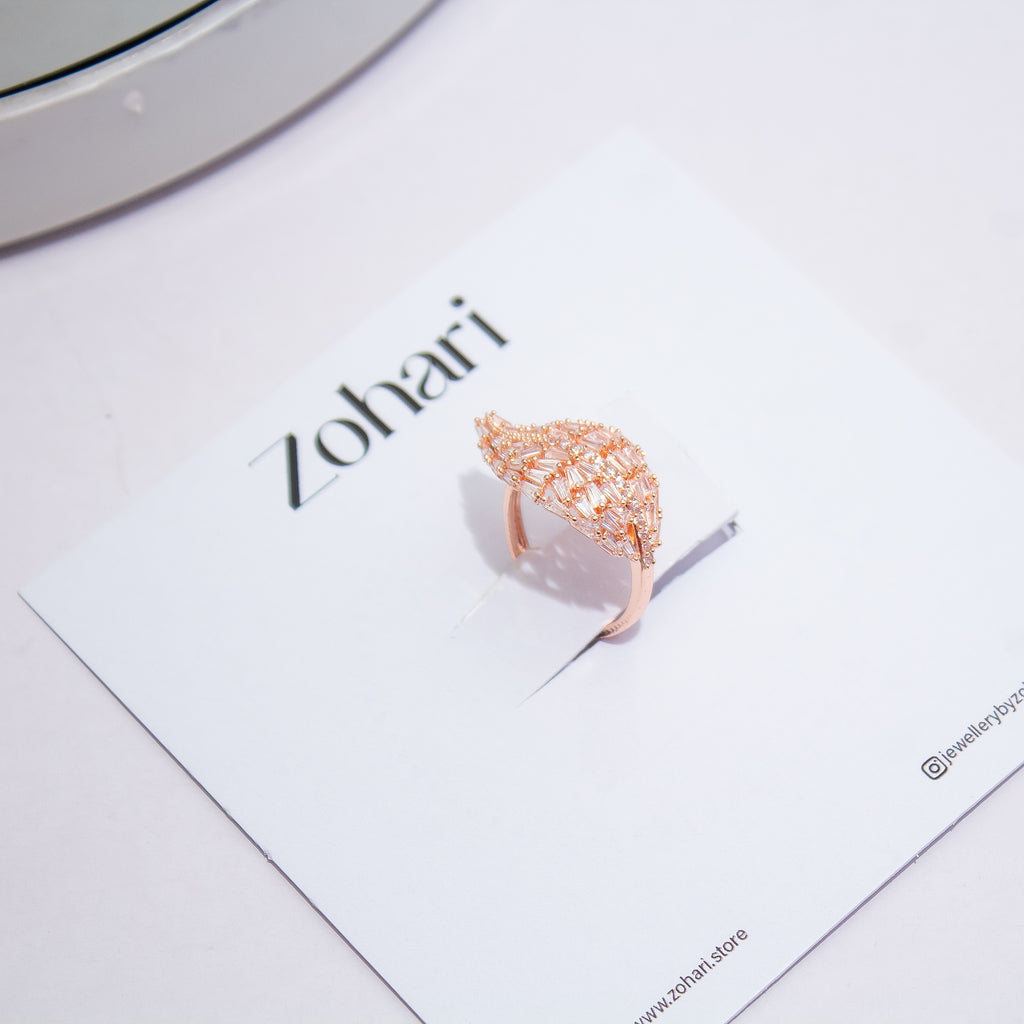 Crystal Leaf Ring