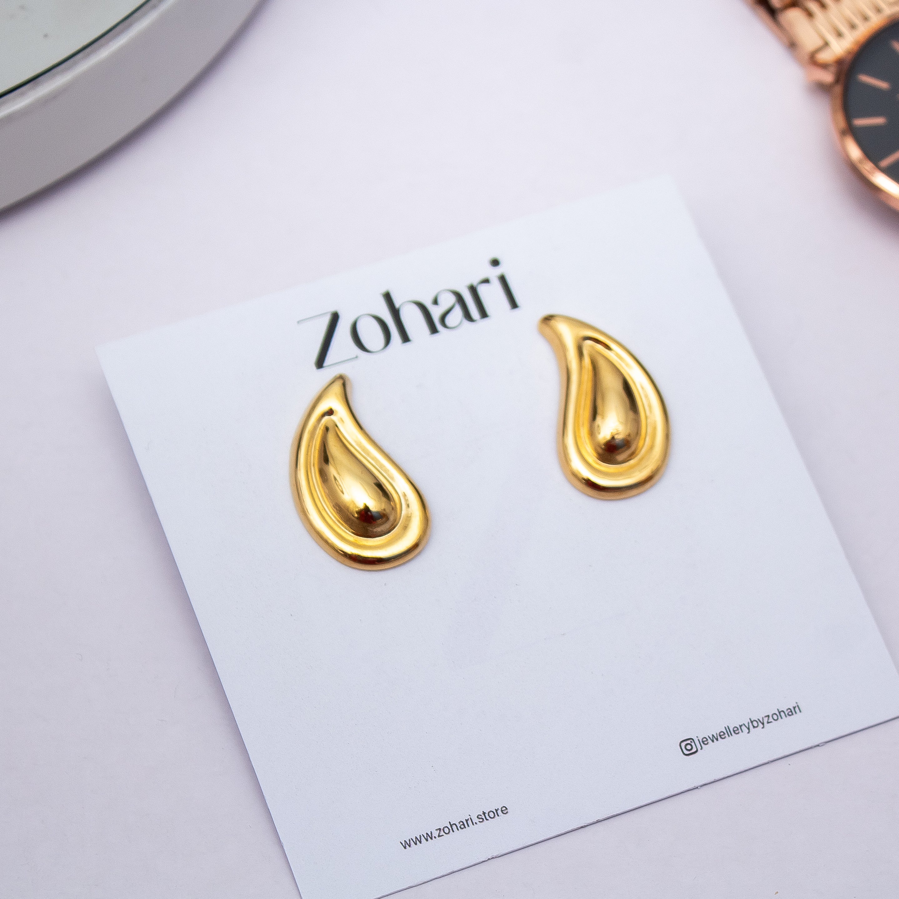 Golden Teardrop Studs