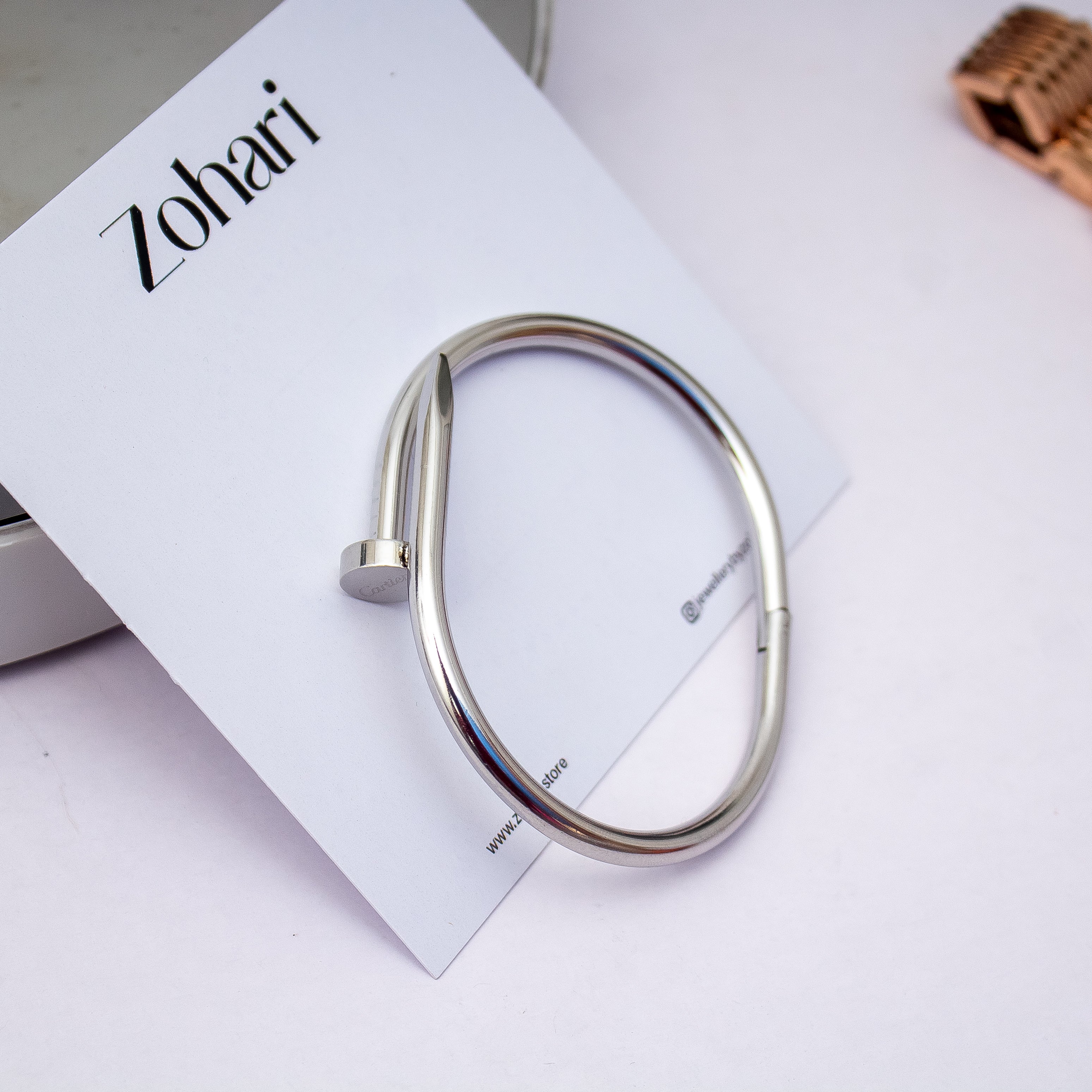 Silver Nail Cuff Bracelet