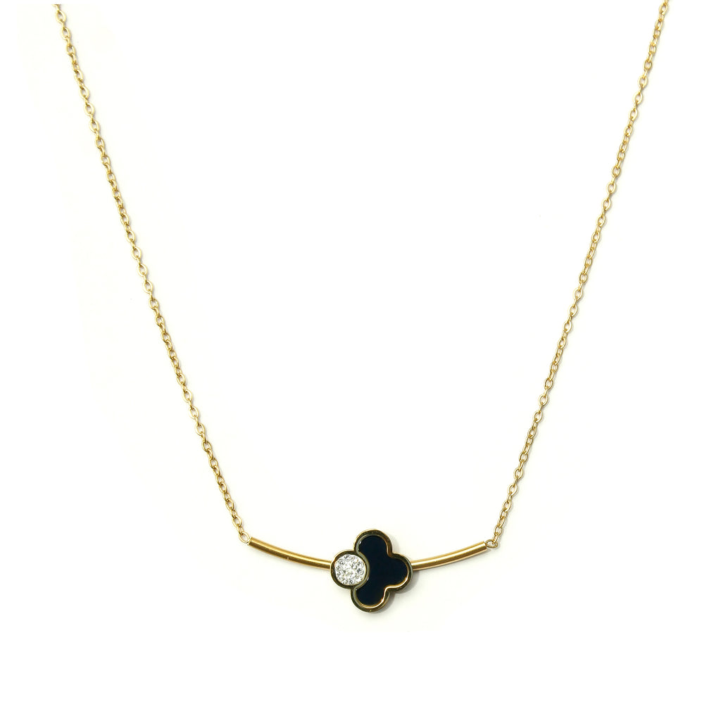 Midnight Clover Charm Necklace - ZN08