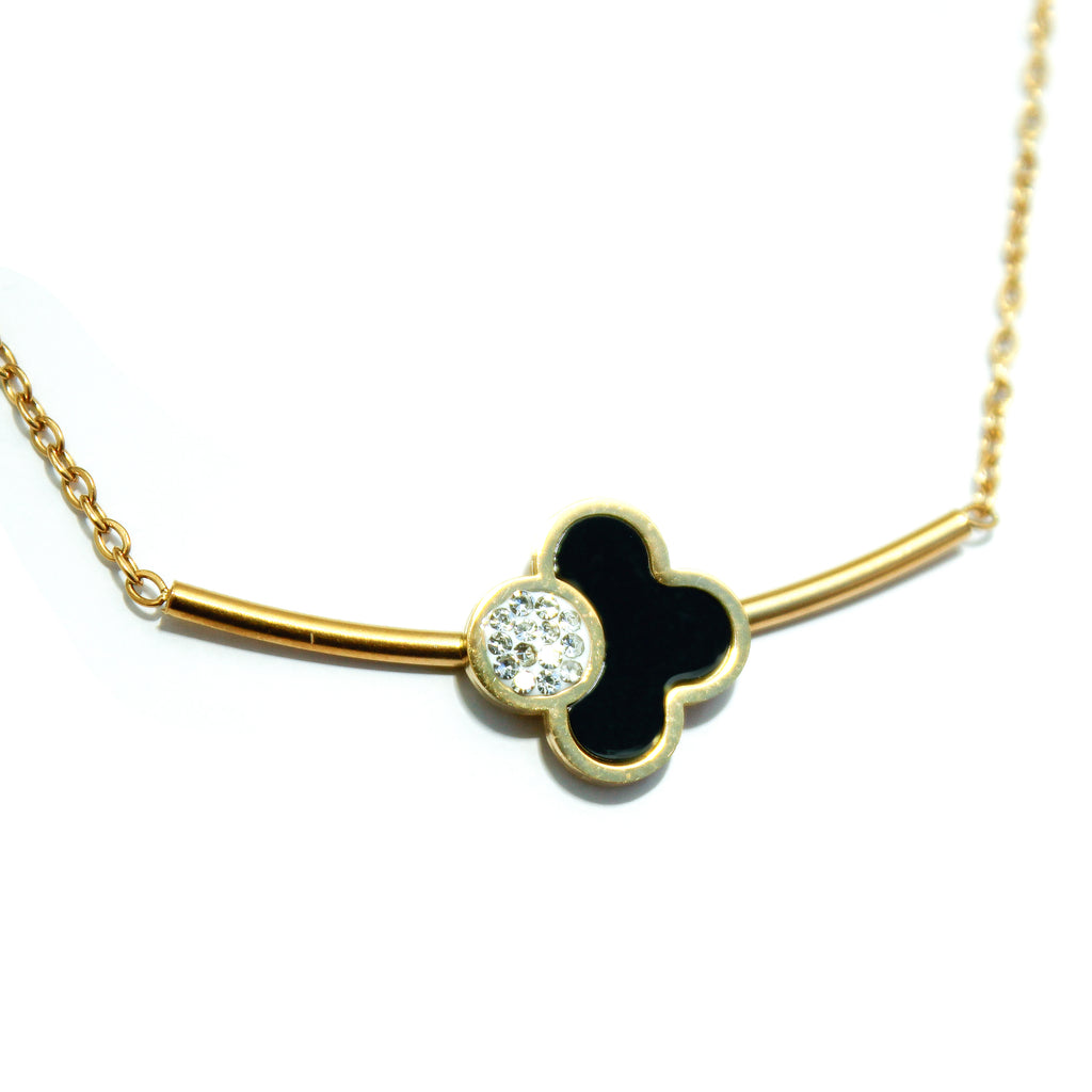 Midnight Clover Charm Necklace - ZN08