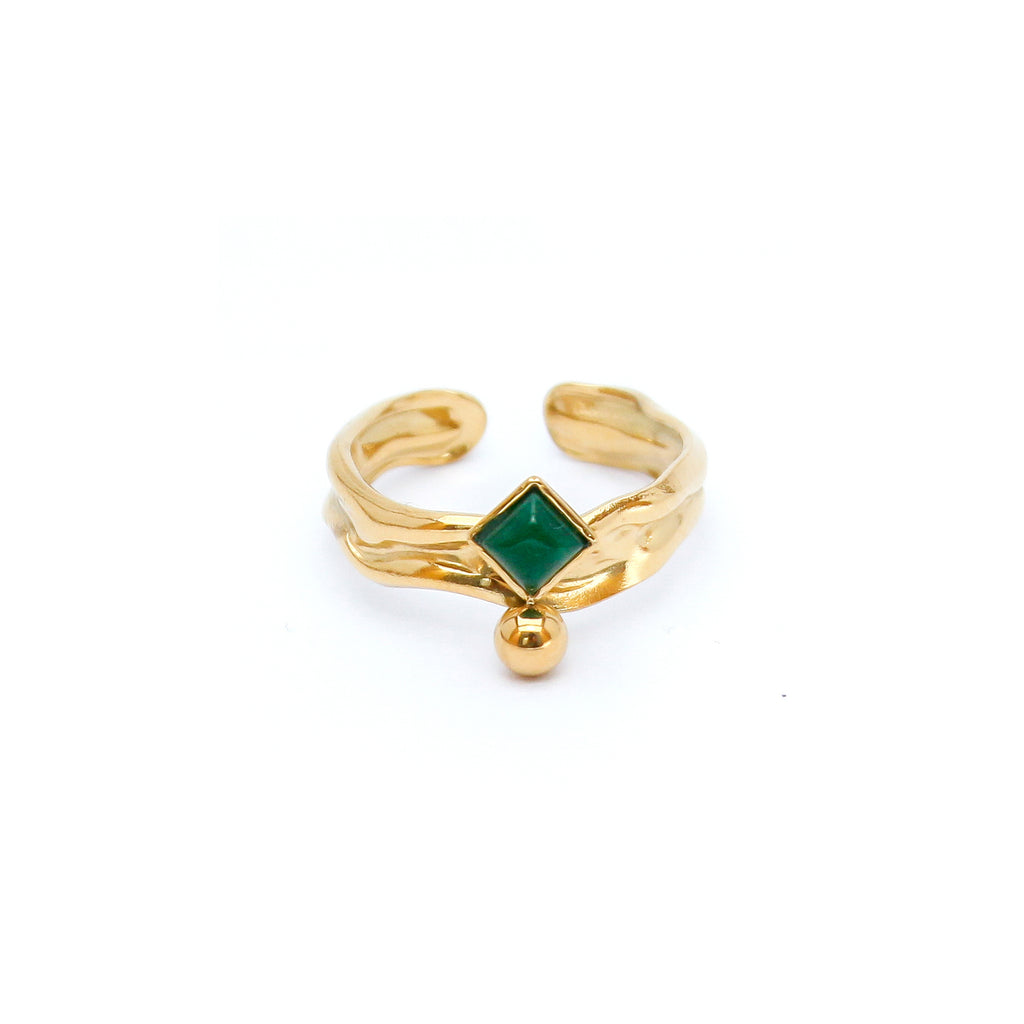 Green Stone Open Ring - ZR03