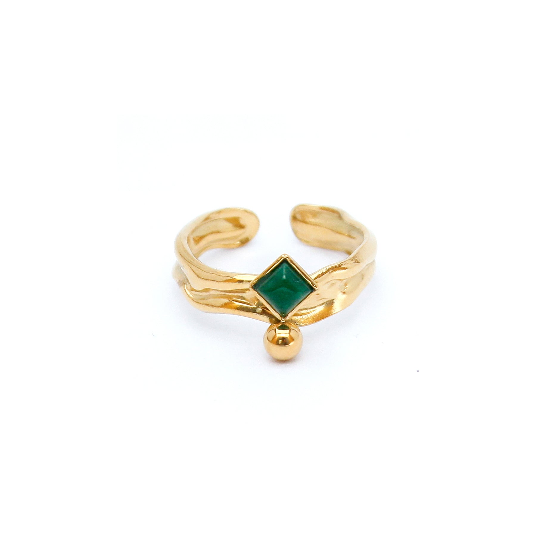 Green Stone Open Ring - ZR03