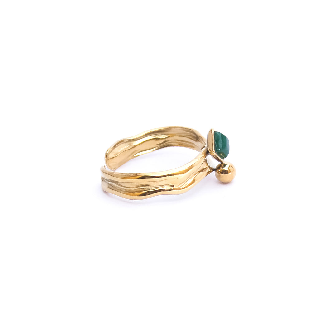 Green Stone Open Ring - ZR03
