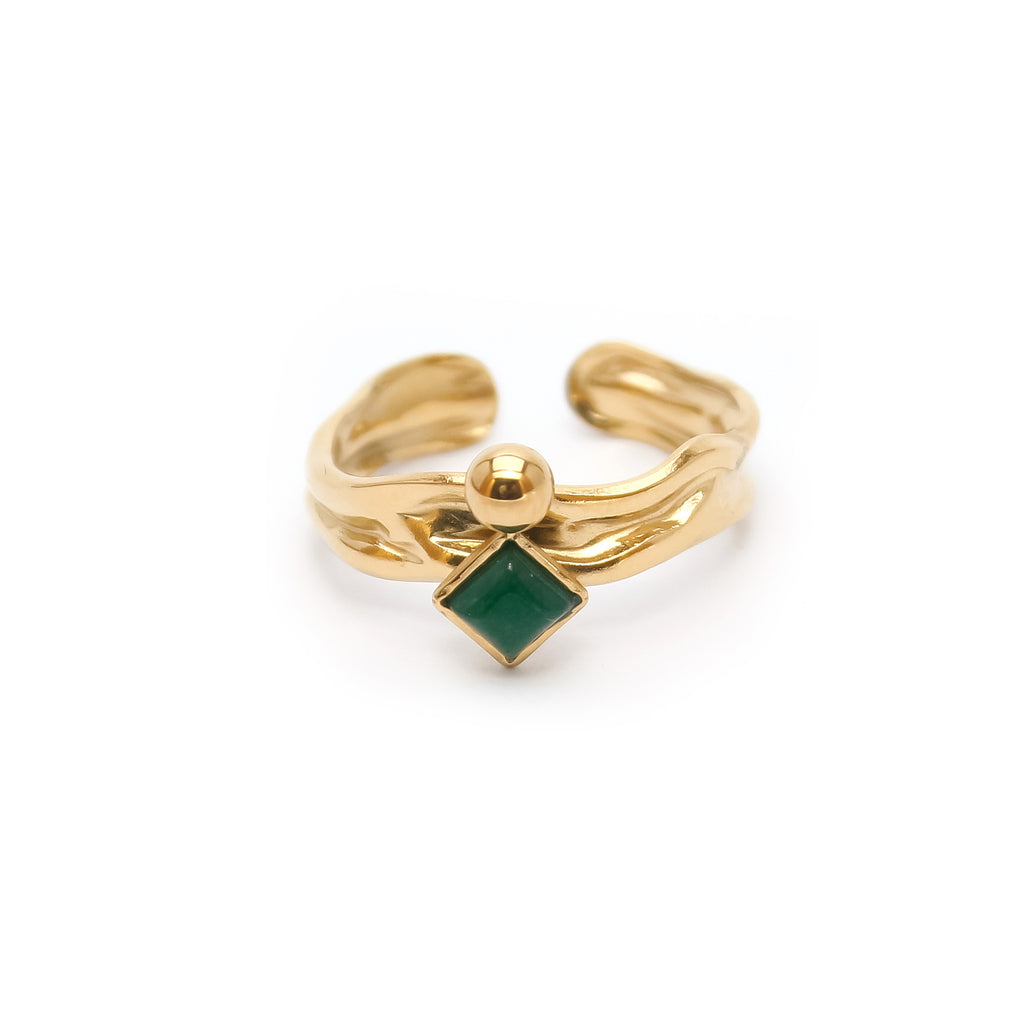 Green Stone Open Ring - ZR03